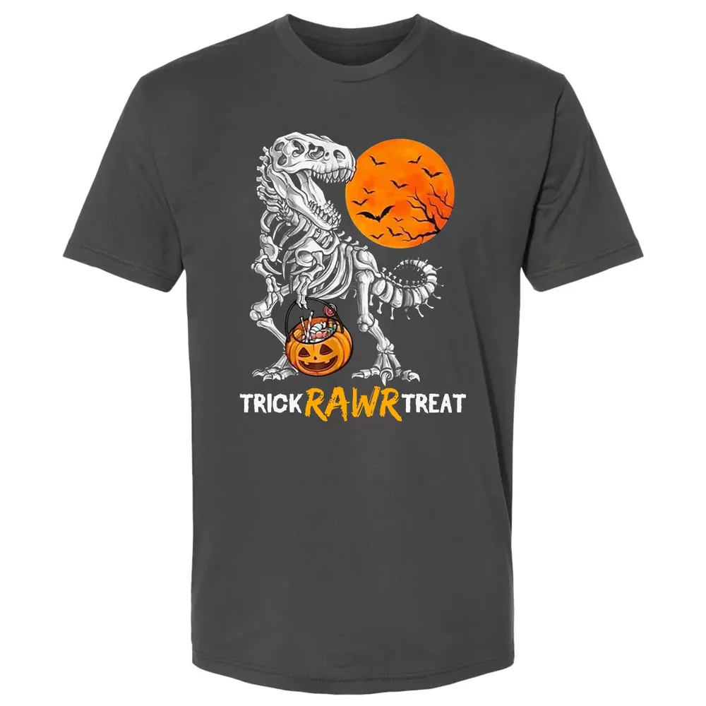 Dinosaur Skeleton Trick Rawr Treat Premium Unisex T-shirt - 8