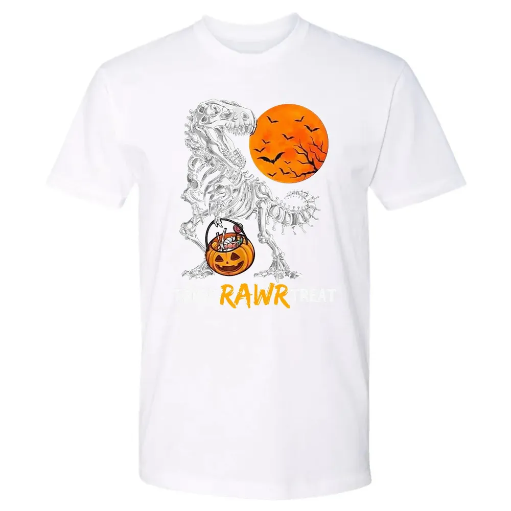 Dinosaur Skeleton Trick Rawr Treat Premium Unisex T-shirt - 4