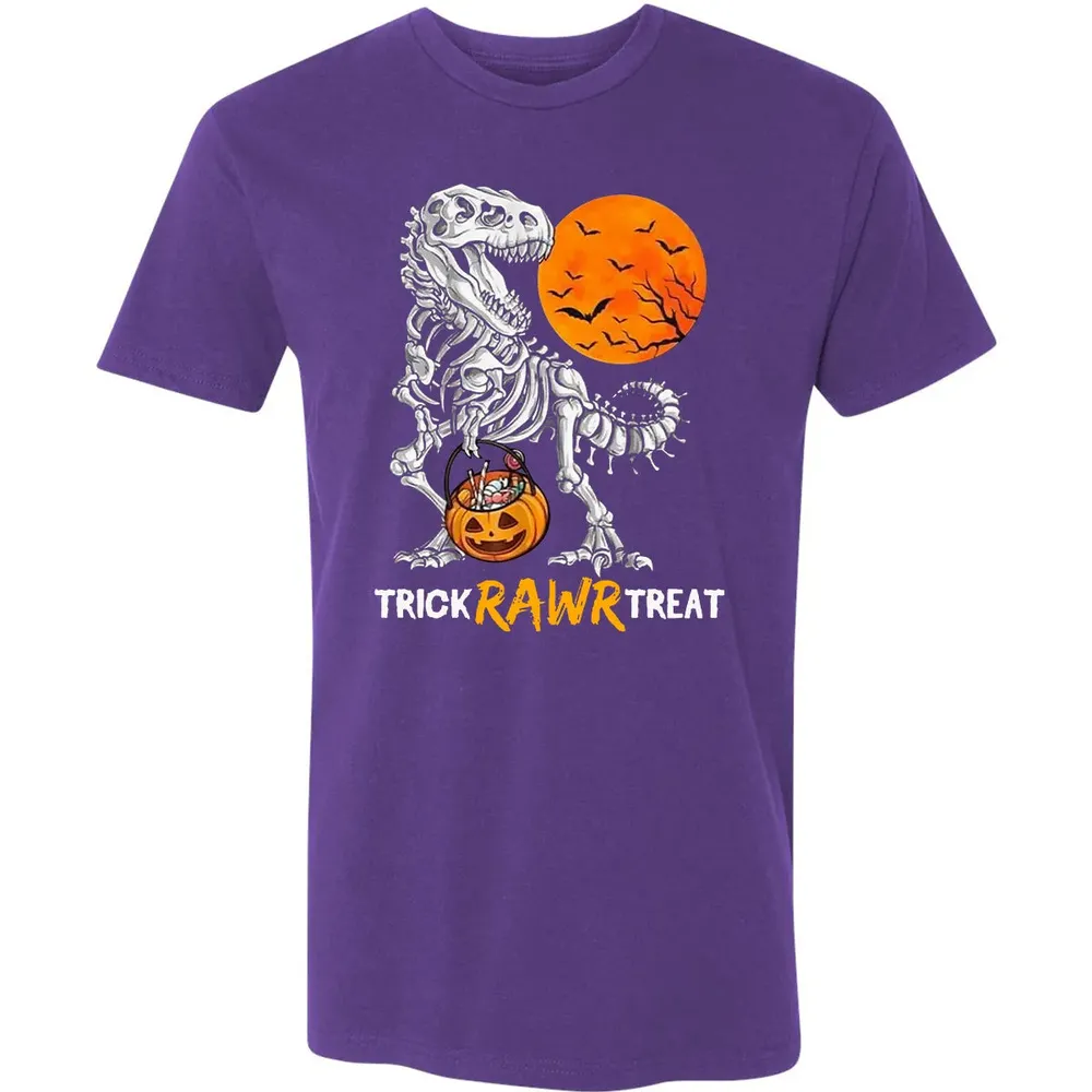 Dinosaur Skeleton Trick Rawr Treat Premium Unisex T-shirt - 7