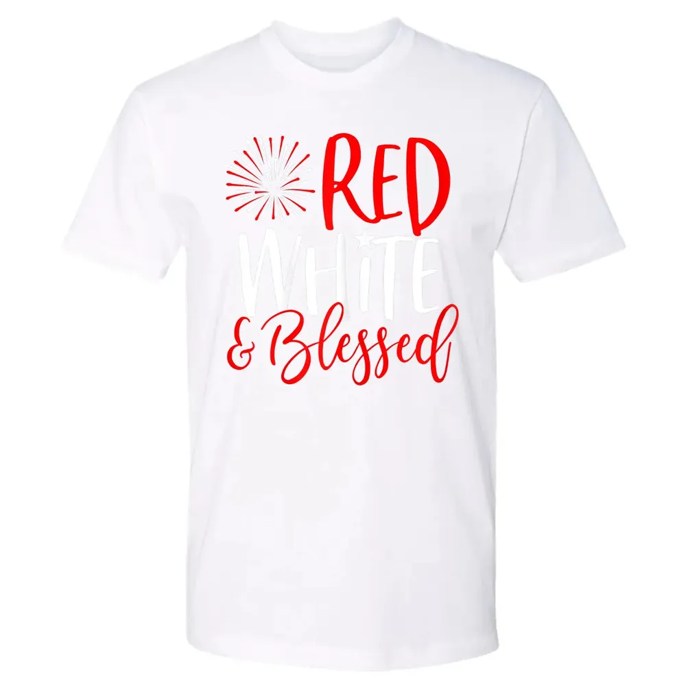 Red White &amp; Blessed  4th of July Cute Patriotic America Premium Unisex T-shirt - 4
