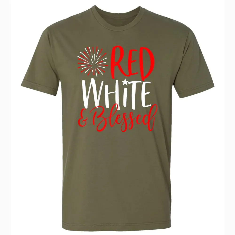 Red White &amp; Blessed  4th of July Cute Patriotic America Premium Unisex T-shirt - 5