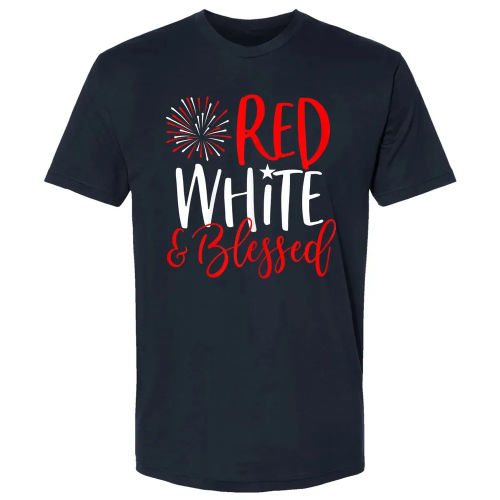 Red White &amp; Blessed  4th of July Cute Patriotic America Premium Unisex T-shirt - 2