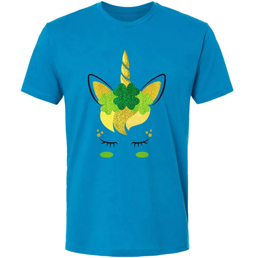 Unicorn Face St Patrick's Day Irish Girls Kids Premium Unisex T-shirt - 4