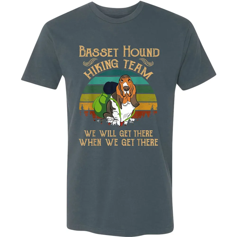 Basset Hound Hiking Team We Will Get There Vintage Premium Unisex T-shirt - 14