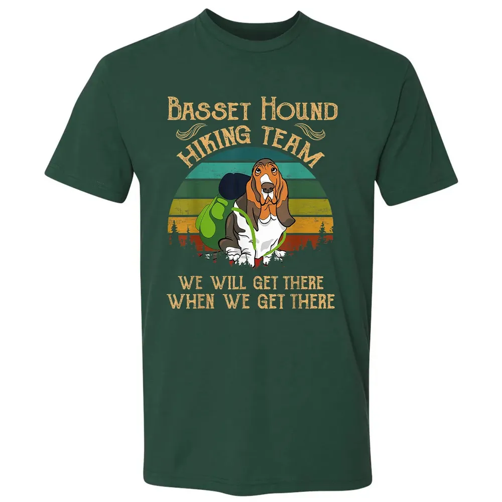 Basset Hound Hiking Team We Will Get There Vintage Premium Unisex T-shirt - 12