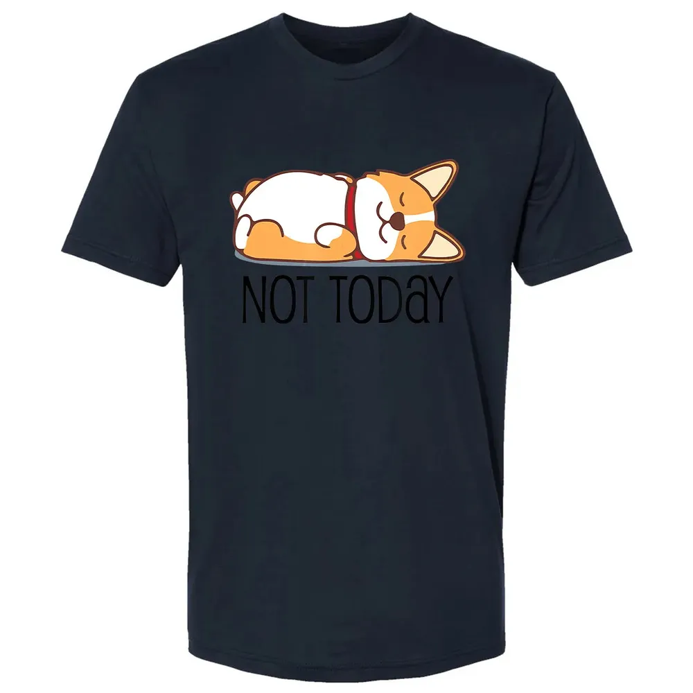 Cute Corgi Gift Funny Dog Lover Not Today Lazy Animal Premium Unisex T-shirt - 13