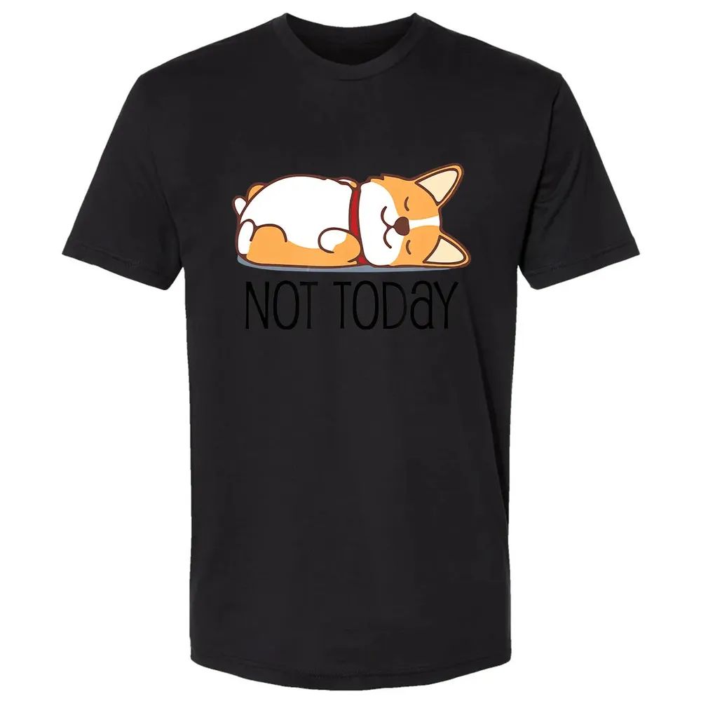 Cute Corgi Gift Funny Dog Lover Not Today Lazy Animal Premium Unisex T-shirt - 15