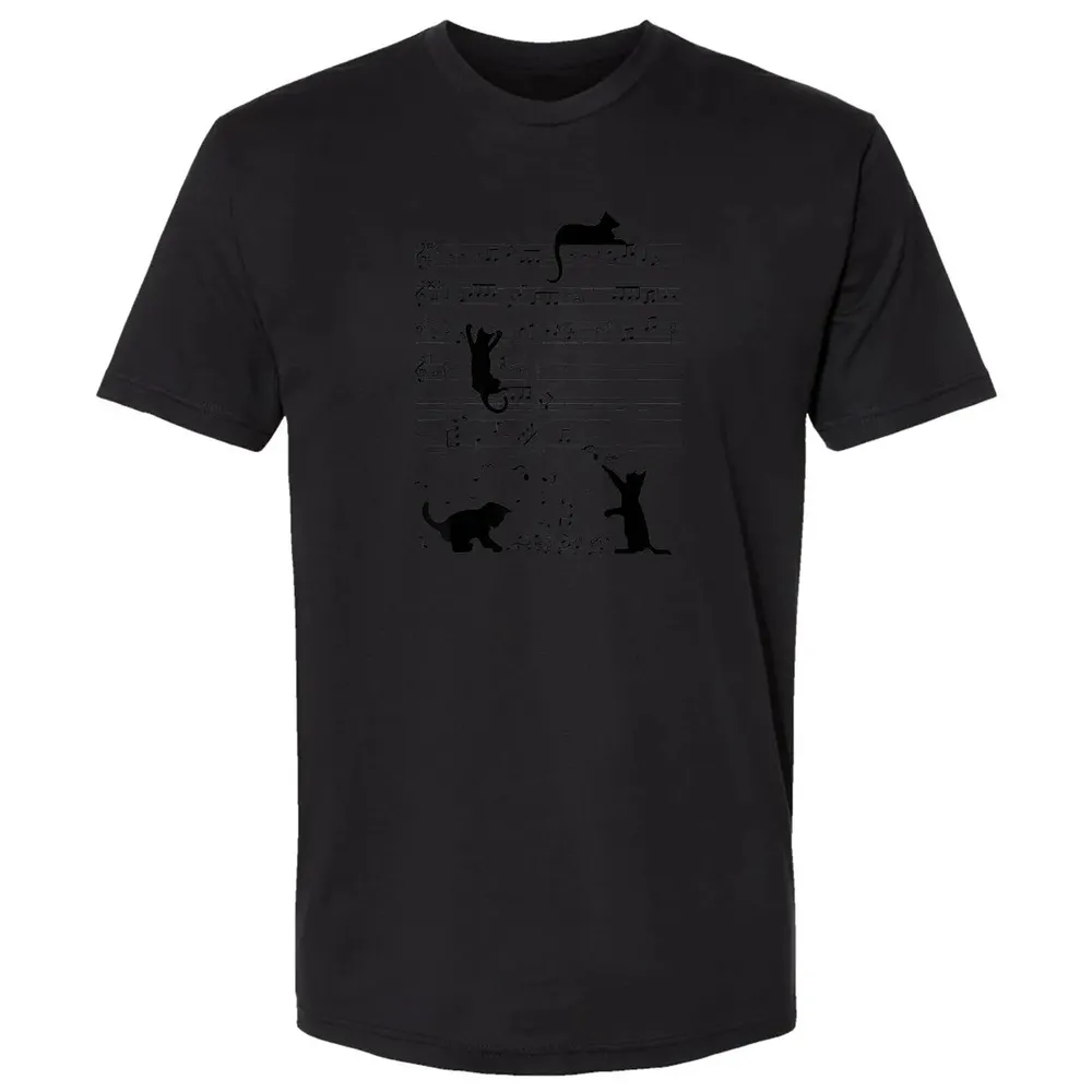 Cute Cat Kitty Playing Music Note Clef Musician Art Premium Unisex T-shirt - 15