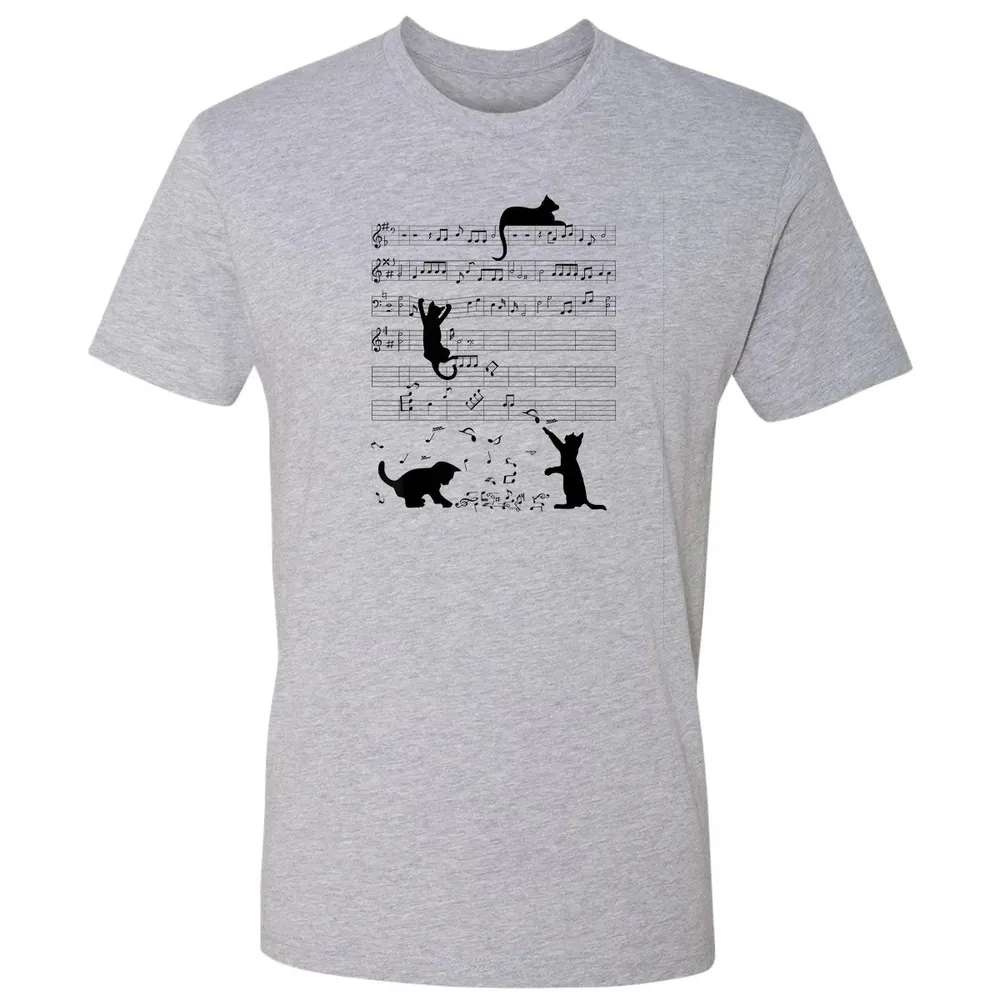 Cute Cat Kitty Playing Music Note Clef Musician Art Premium Unisex T-shirt - 9