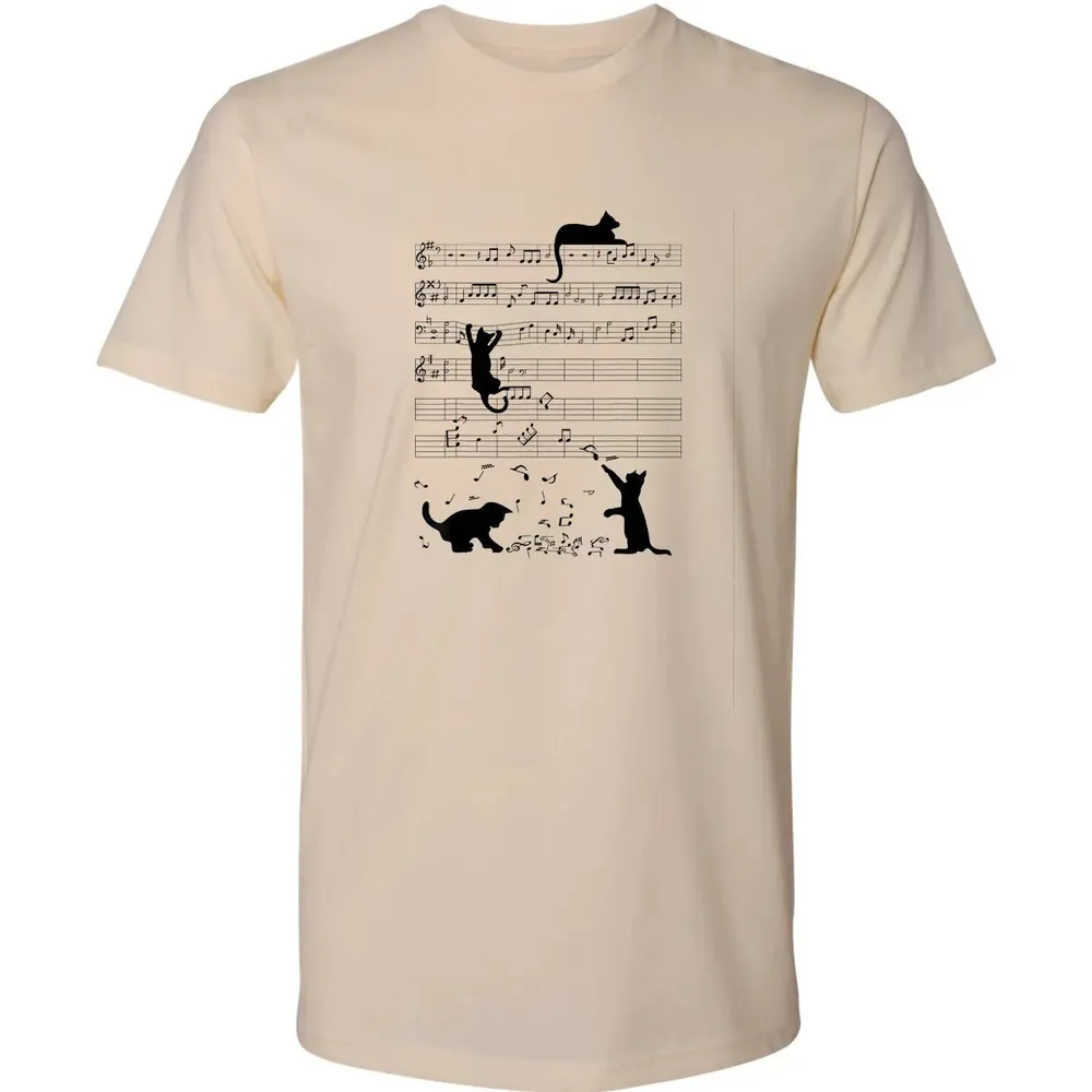 Cute Cat Kitty Playing Music Note Clef Musician Art Premium Unisex T-shirt - 2