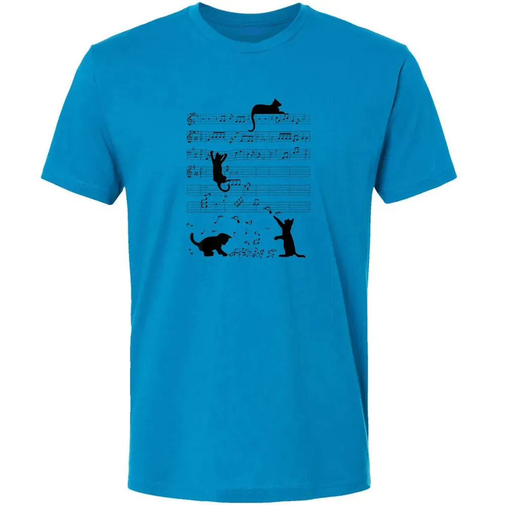 Cute Cat Kitty Playing Music Note Clef Musician Art Premium Unisex T-shirt - 4