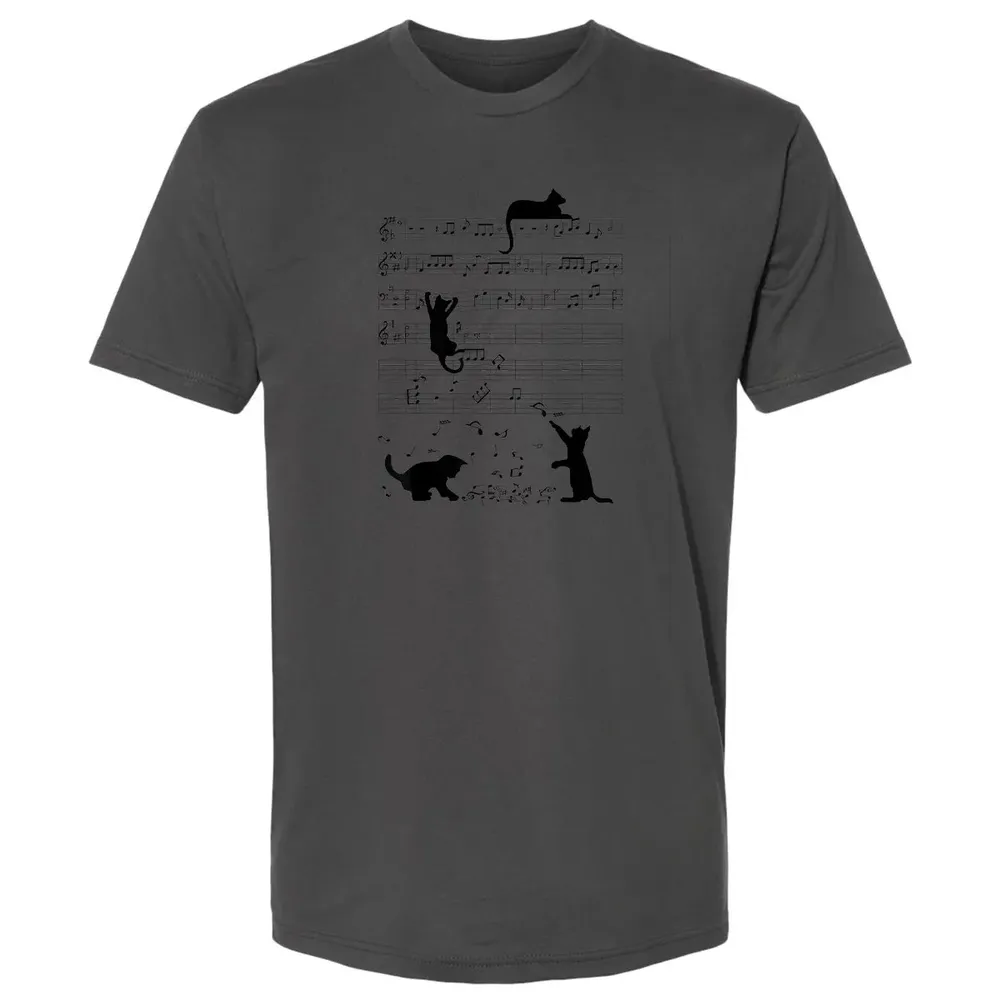 Cute Cat Kitty Playing Music Note Clef Musician Art Premium Unisex T-shirt - 8