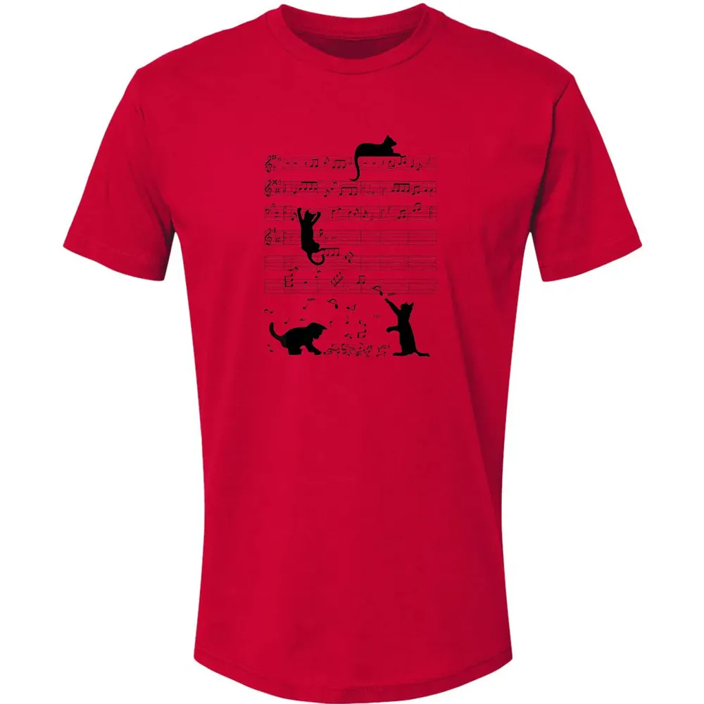 Cute Cat Kitty Playing Music Note Clef Musician Art Premium Unisex T-shirt - 6