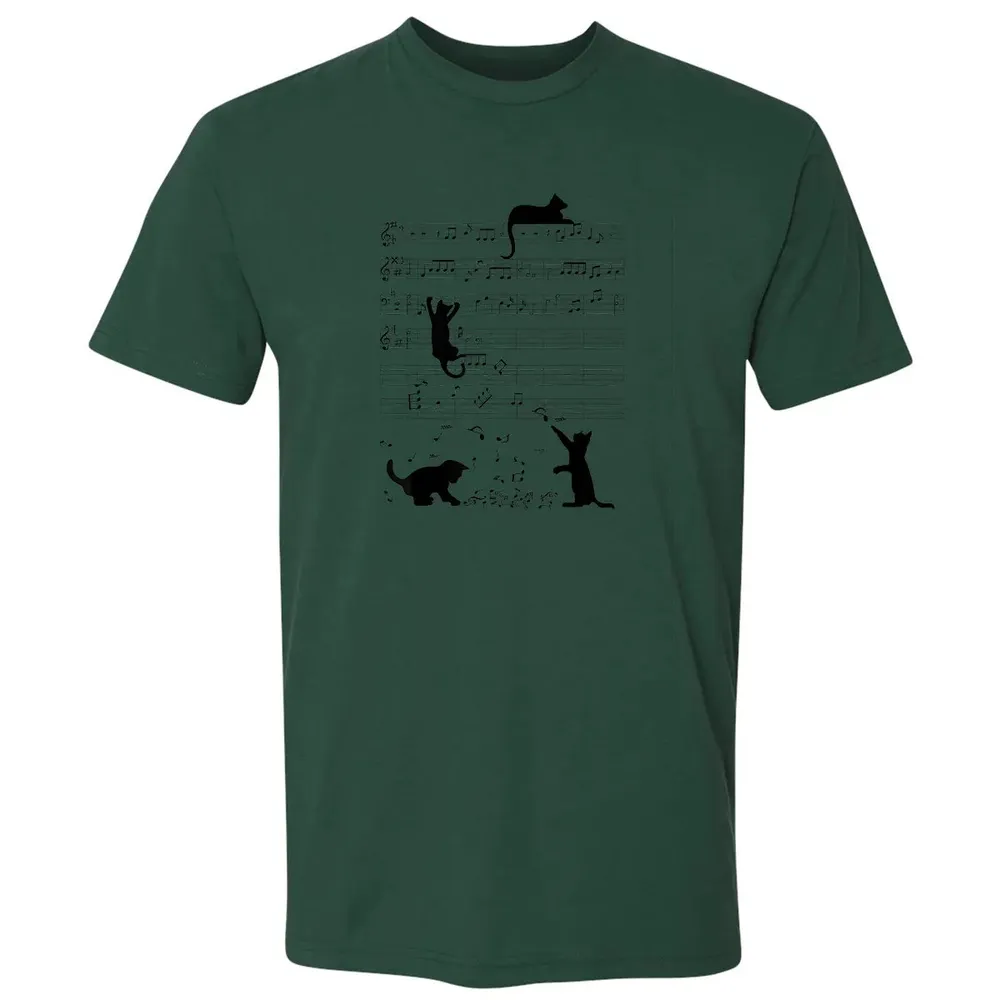 Cute Cat Kitty Playing Music Note Clef Musician Art Premium Unisex T-shirt - 12