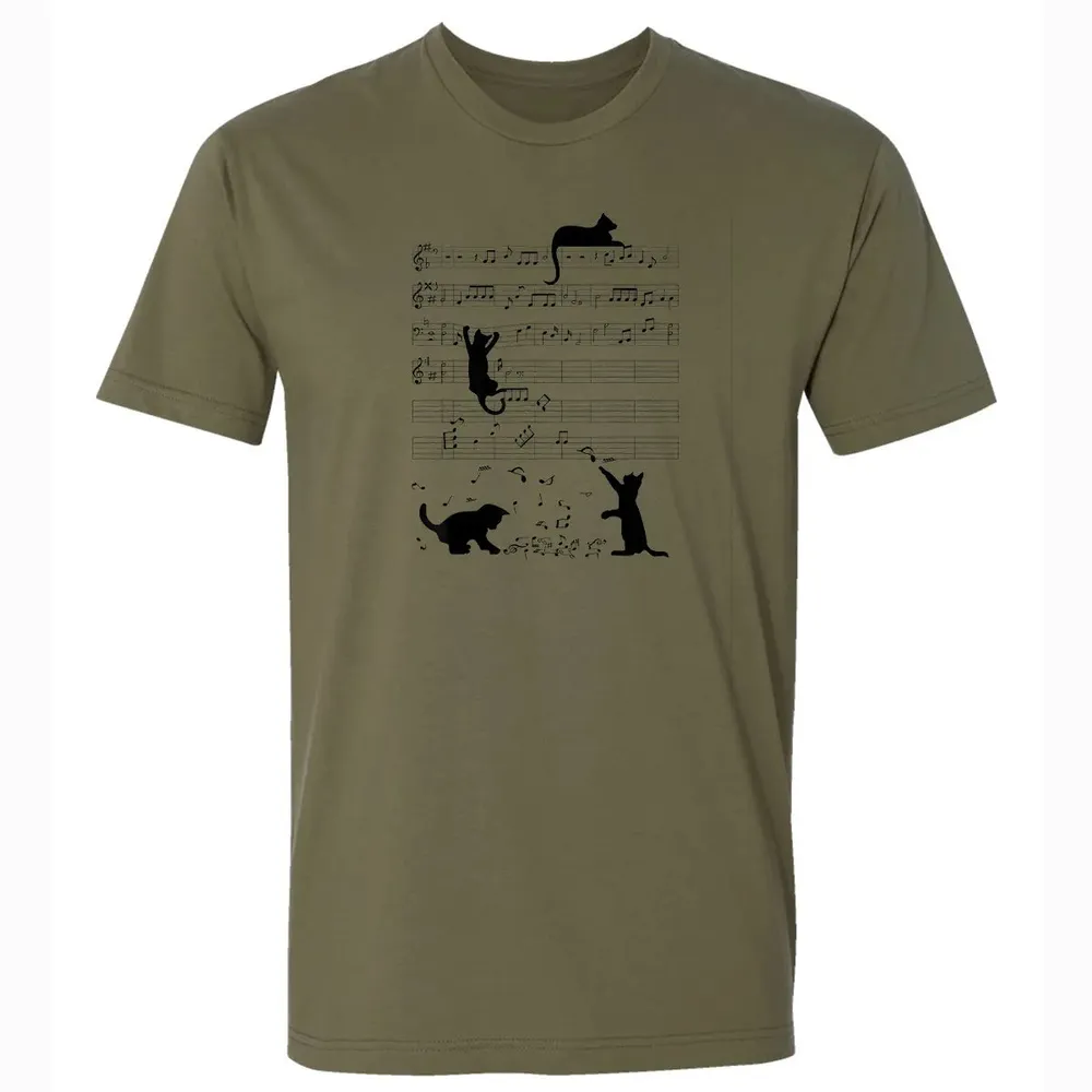 Cute Cat Kitty Playing Music Note Clef Musician Art Premium Unisex T-shirt - 5