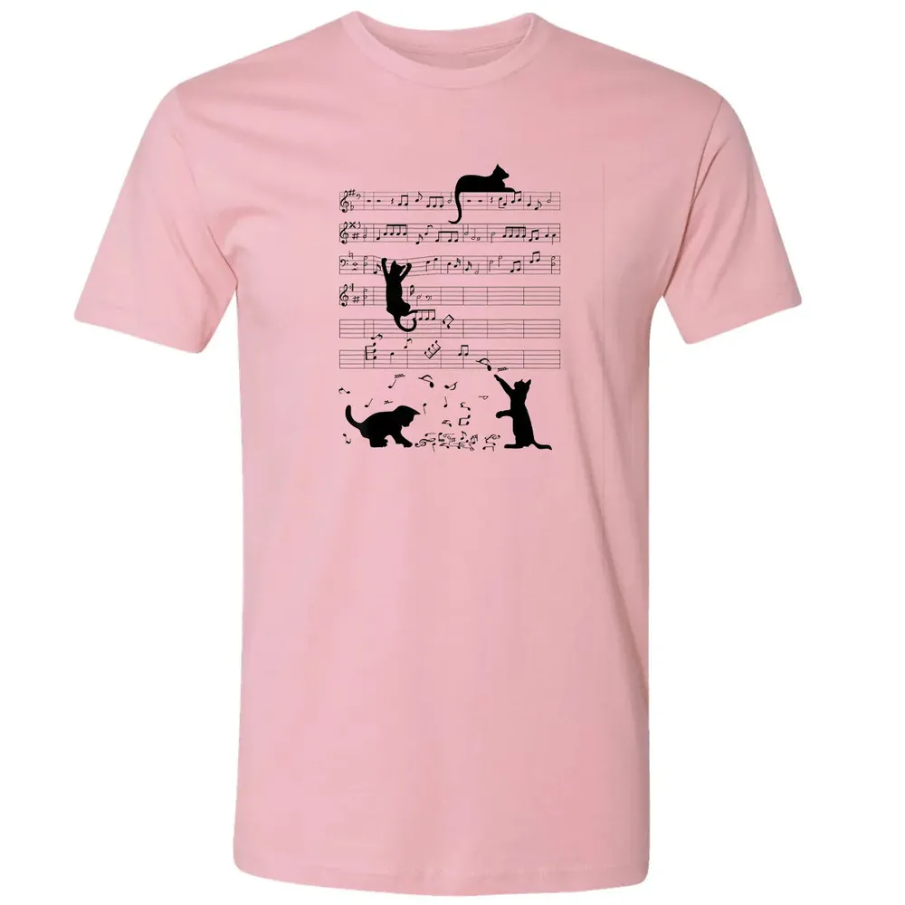 Cute Cat Kitty Playing Music Note Clef Musician Art Premium Unisex T-shirt - 3