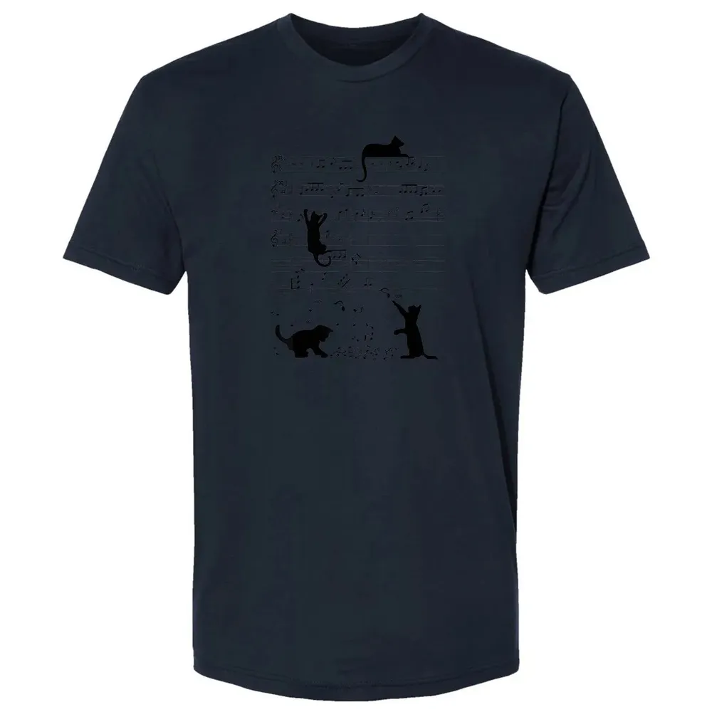 Cute Cat Kitty Playing Music Note Clef Musician Art Premium Unisex T-shirt - 13