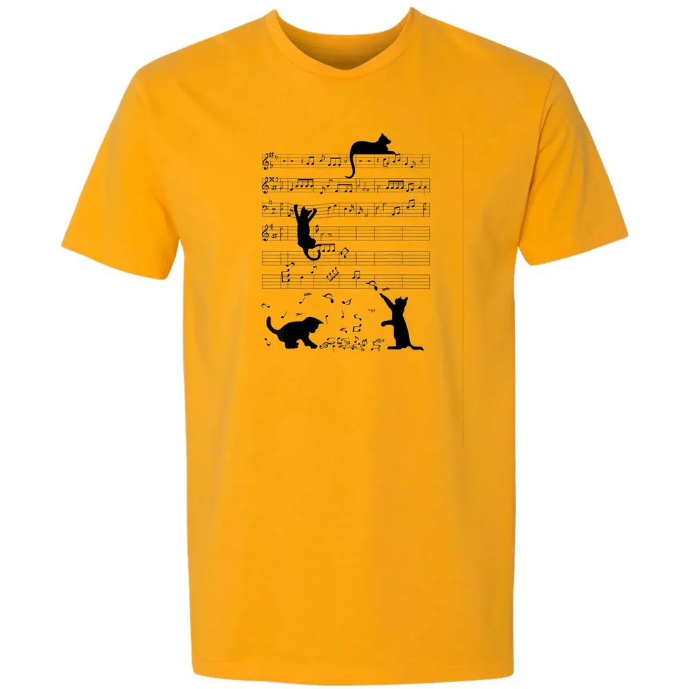 Cute Cat Kitty Playing Music Note Clef Musician Art Premium Unisex T-shirt - 11