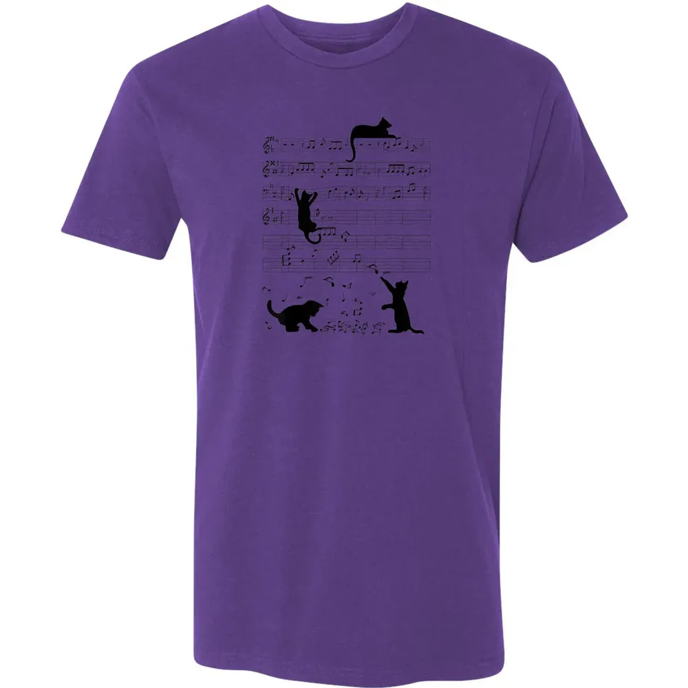 Cute Cat Kitty Playing Music Note Clef Musician Art Premium Unisex T-shirt - 7