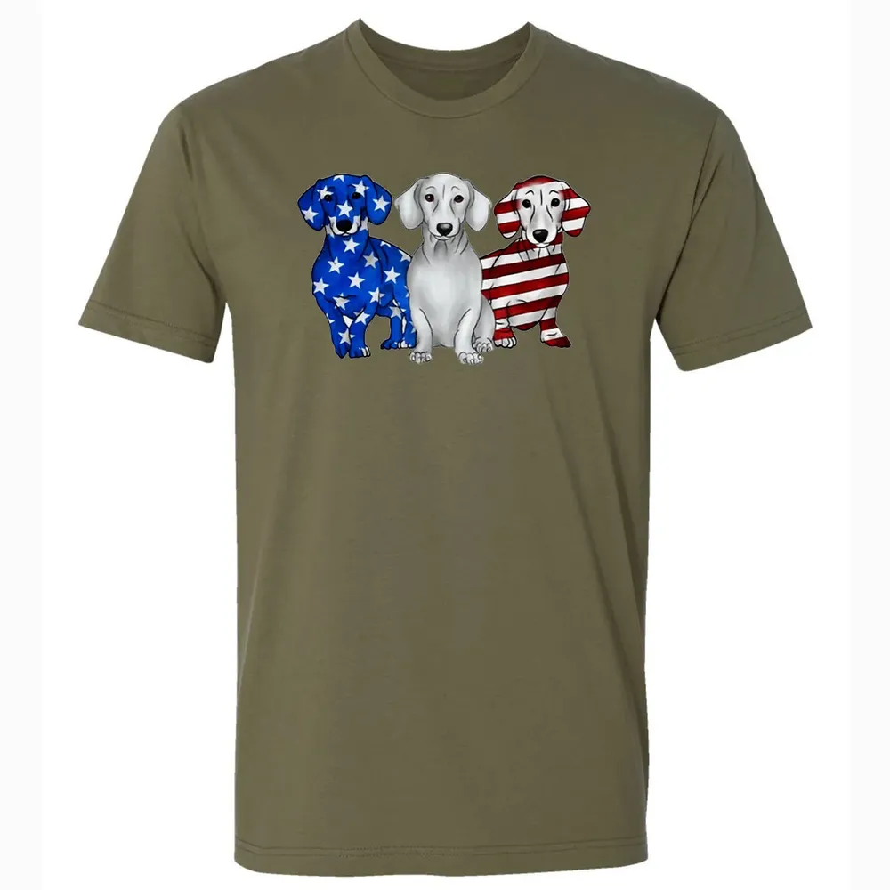 Dachshund American Flag Premium Unisex T-shirt - 5
