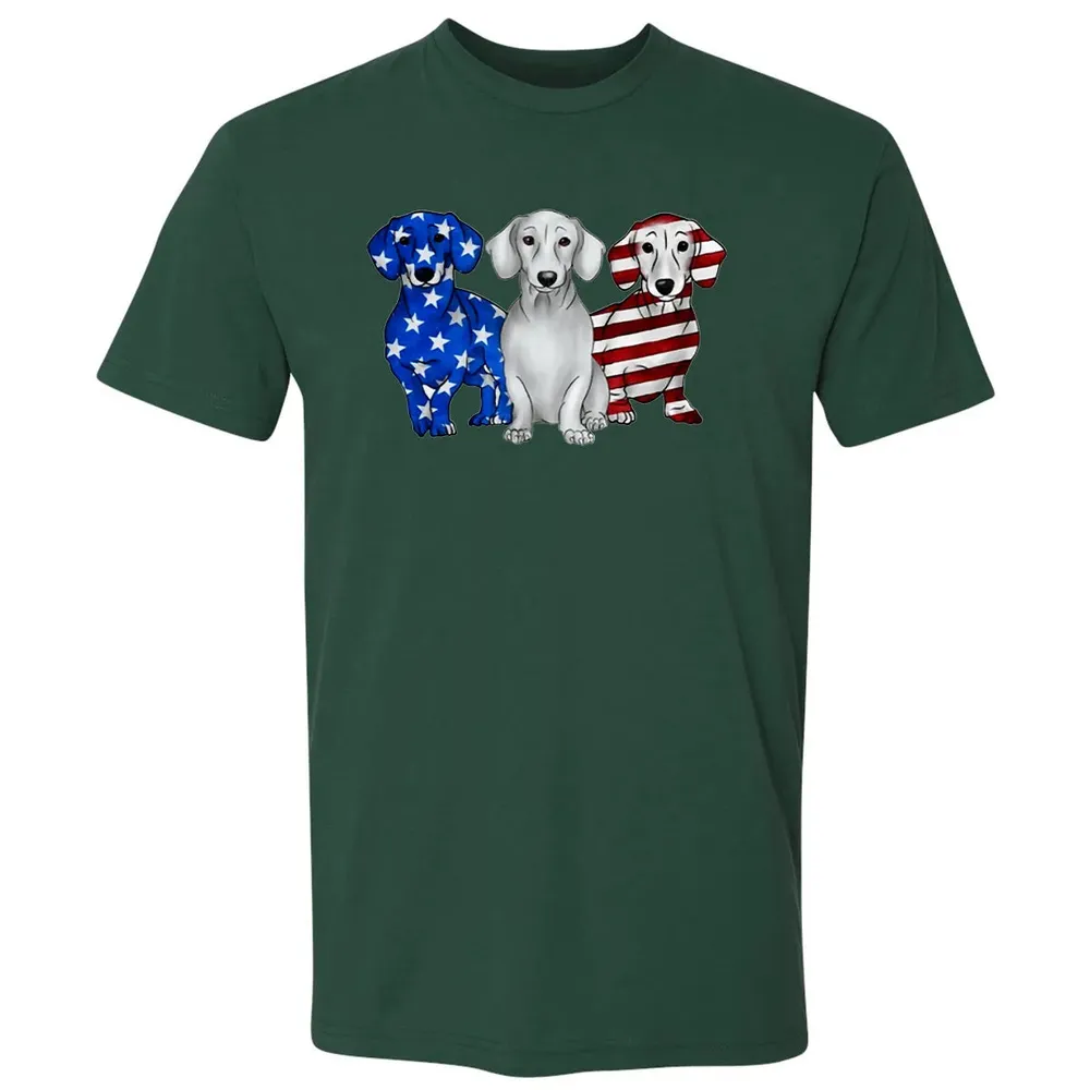 Dachshund American Flag Premium Unisex T-shirt - 12