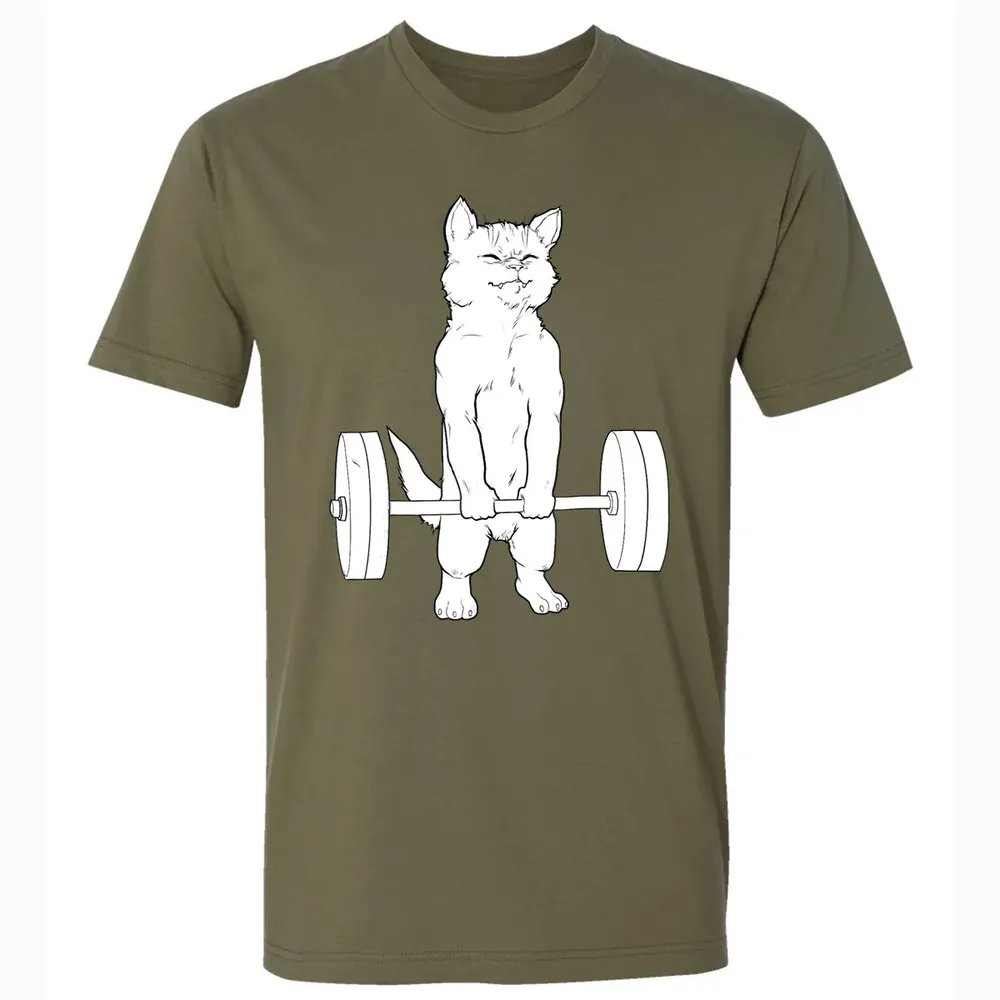 Cat Deadlift Powerlifting Premium Unisex T-shirt - 5