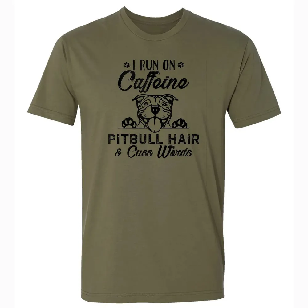 I Run On Caffeine Pitbull Hair And Cuss Words Premium Unisex T-shirt - 5