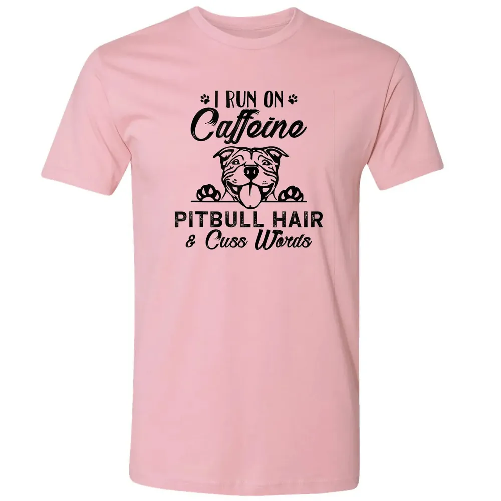 I Run On Caffeine Pitbull Hair And Cuss Words Premium Unisex T-shirt - 3