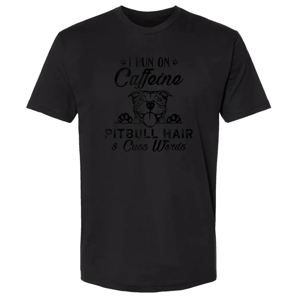 I Run On Caffeine Pitbull Hair And Cuss Words Premium Unisex T-shirt - 15
