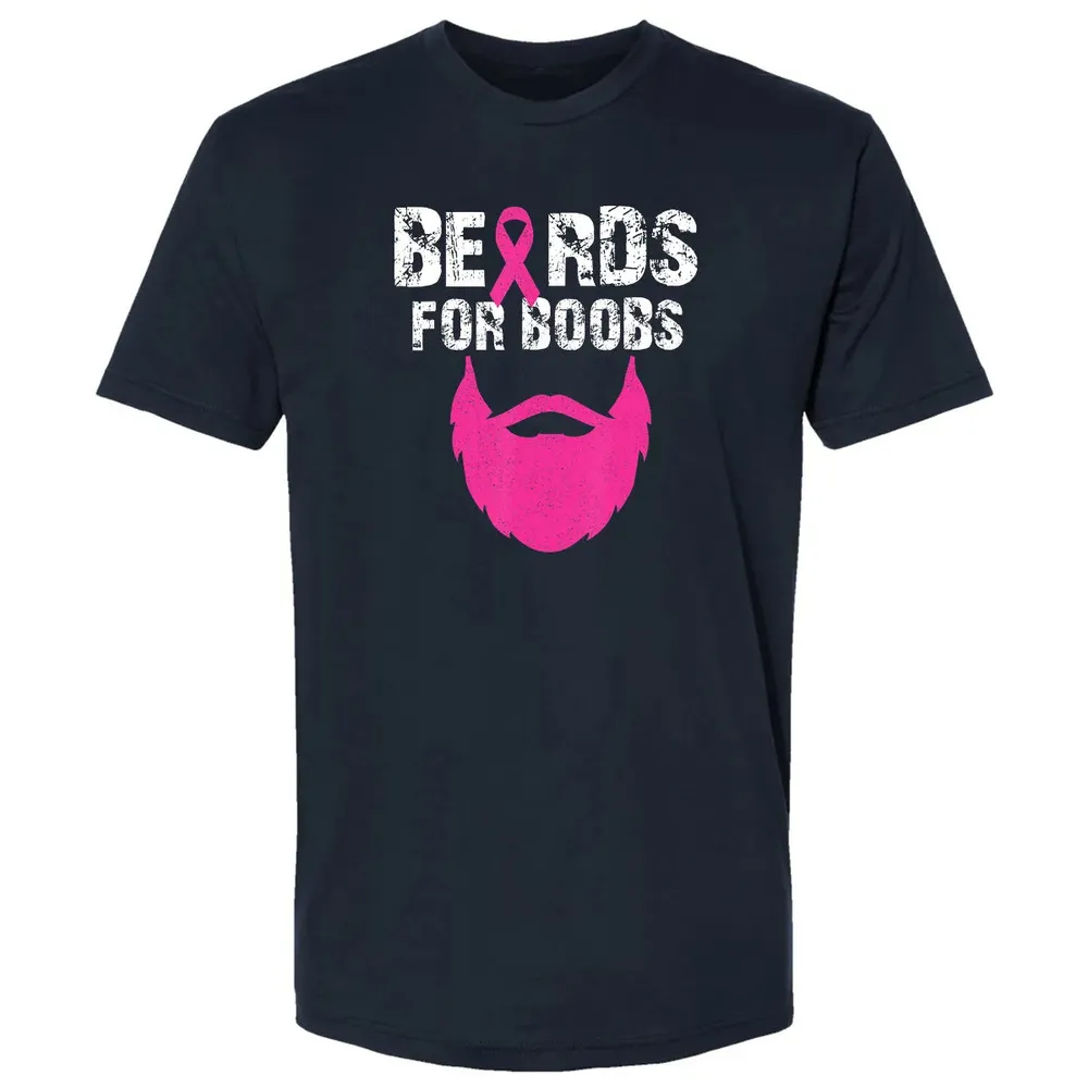 Beards for boobs Breast cancer awareness Premium Unisex T-shirt - 2