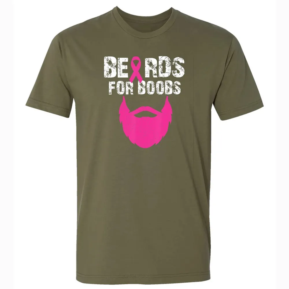 Beards for boobs Breast cancer awareness Premium Unisex T-shirt - 5