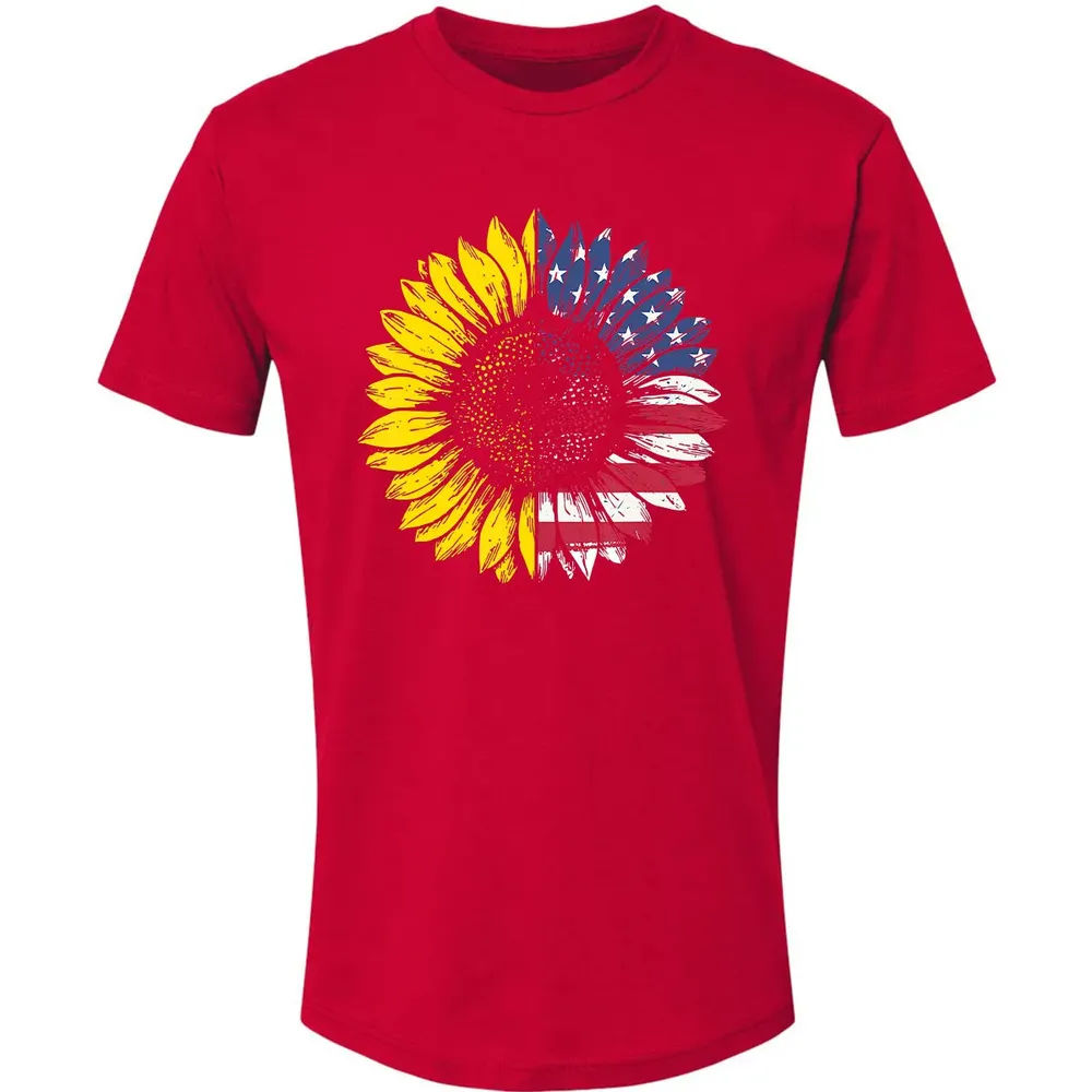 Sunflower American Flag Patriotic 4th Of July T Premium Unisex T-shirt - 6