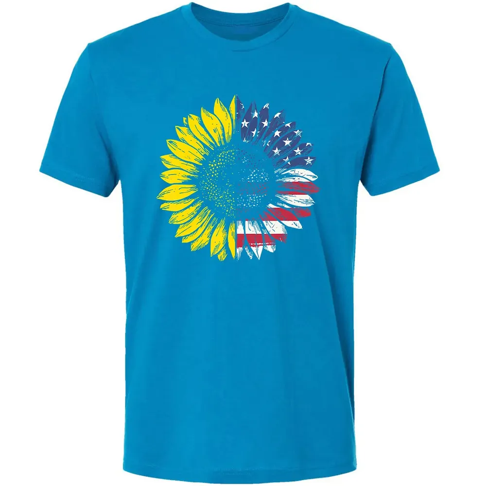 Sunflower American Flag Patriotic 4th Of July T Premium Unisex T-shirt - 15