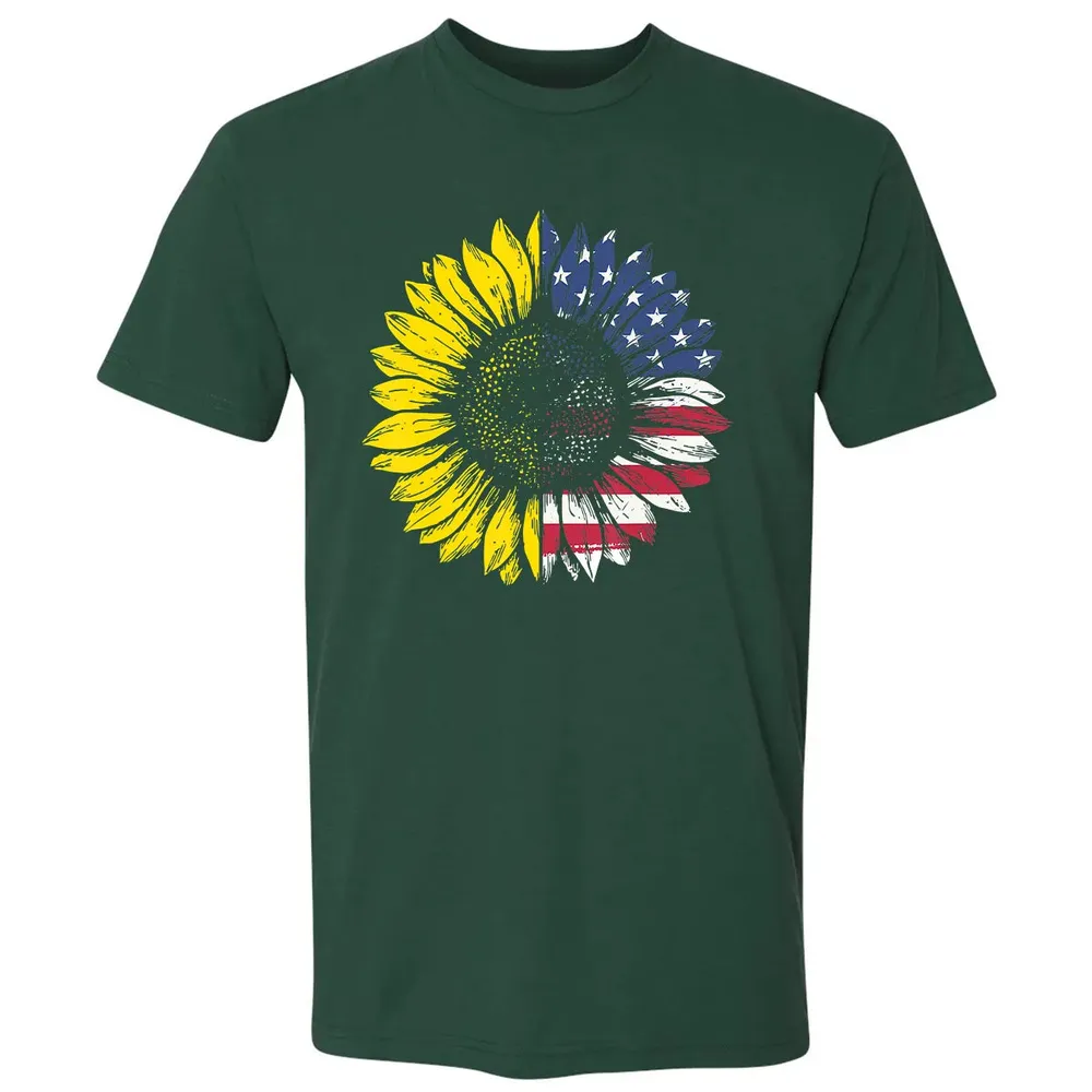 Sunflower American Flag Patriotic 4th Of July T Premium Unisex T-shirt - 12