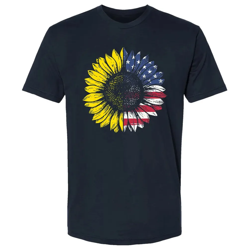Sunflower American Flag Patriotic 4th Of July T Premium Unisex T-shirt - 2