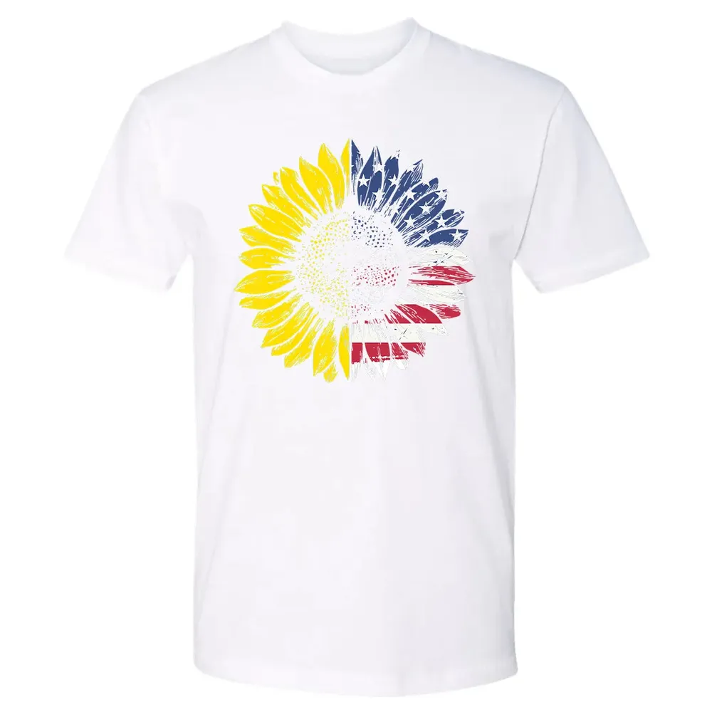 Sunflower American Flag Patriotic 4th Of July T Premium Unisex T-shirt - 4
