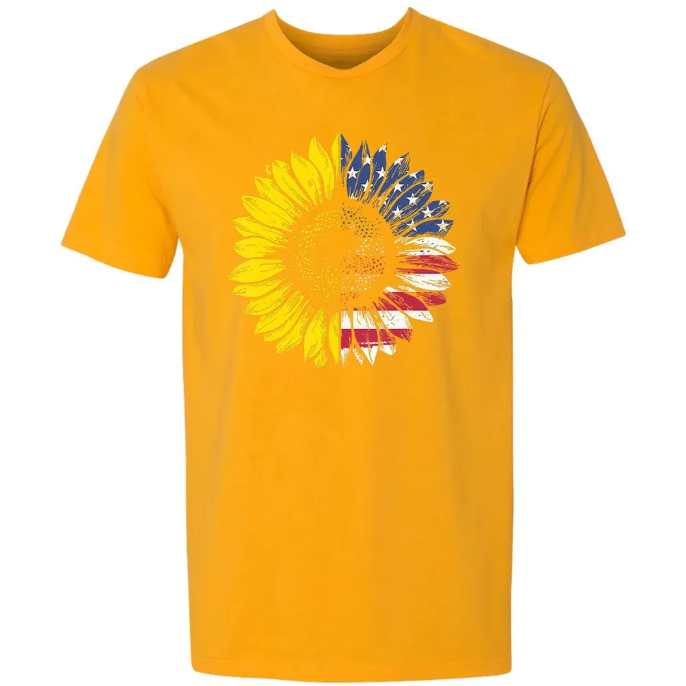 Sunflower American Flag Patriotic 4th Of July T Premium Unisex T-shirt - 11