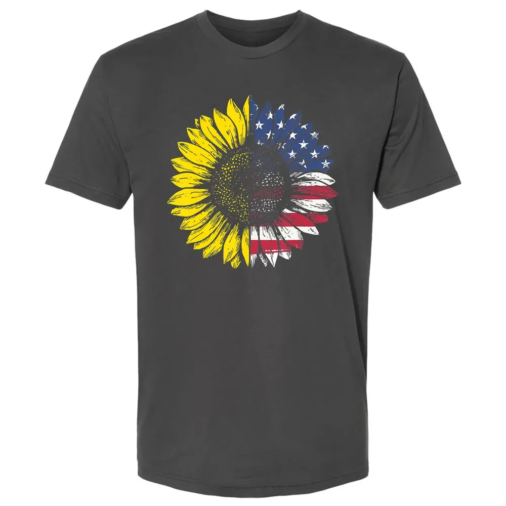 Sunflower American Flag Patriotic 4th Of July T Premium Unisex T-shirt - 8