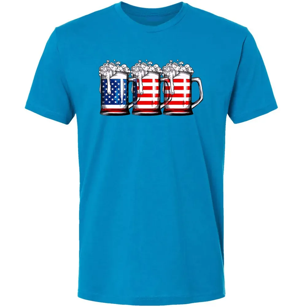 Beer American Flag  4th of July Men Women Merica USA Premium Unisex T-shirt - 15