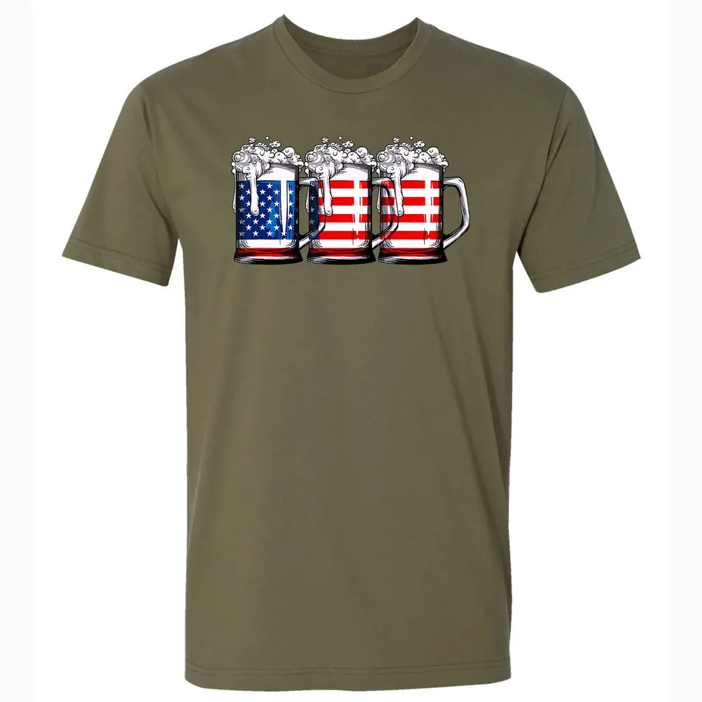 Beer American Flag  4th of July Men Women Merica USA Premium Unisex T-shirt - 5