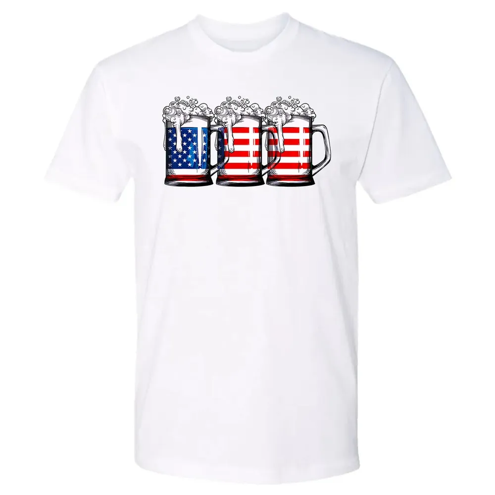 Beer American Flag  4th of July Men Women Merica USA Premium Unisex T-shirt - 4
