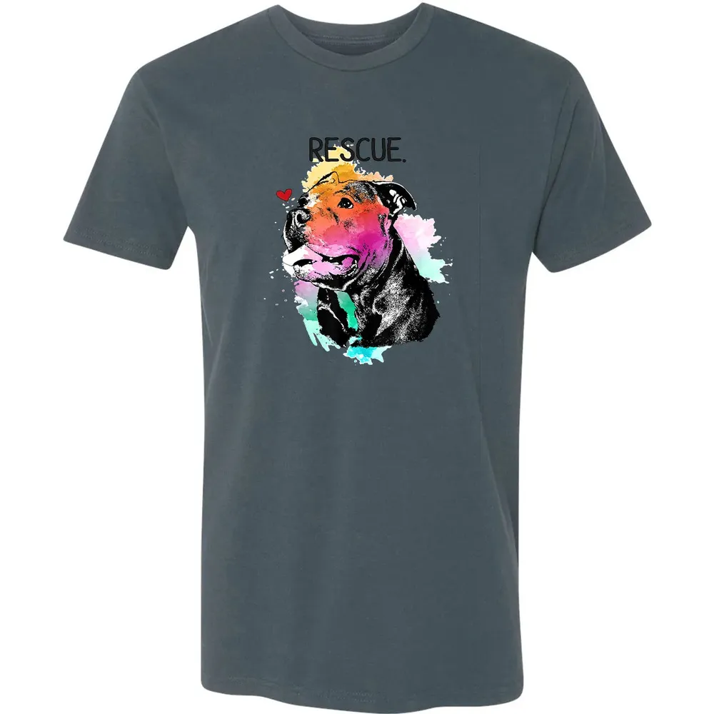 Pitbull Rescue Dog Adopt Don't Shop Watercolor Mom Gift Premium Unisex T-shirt - 14