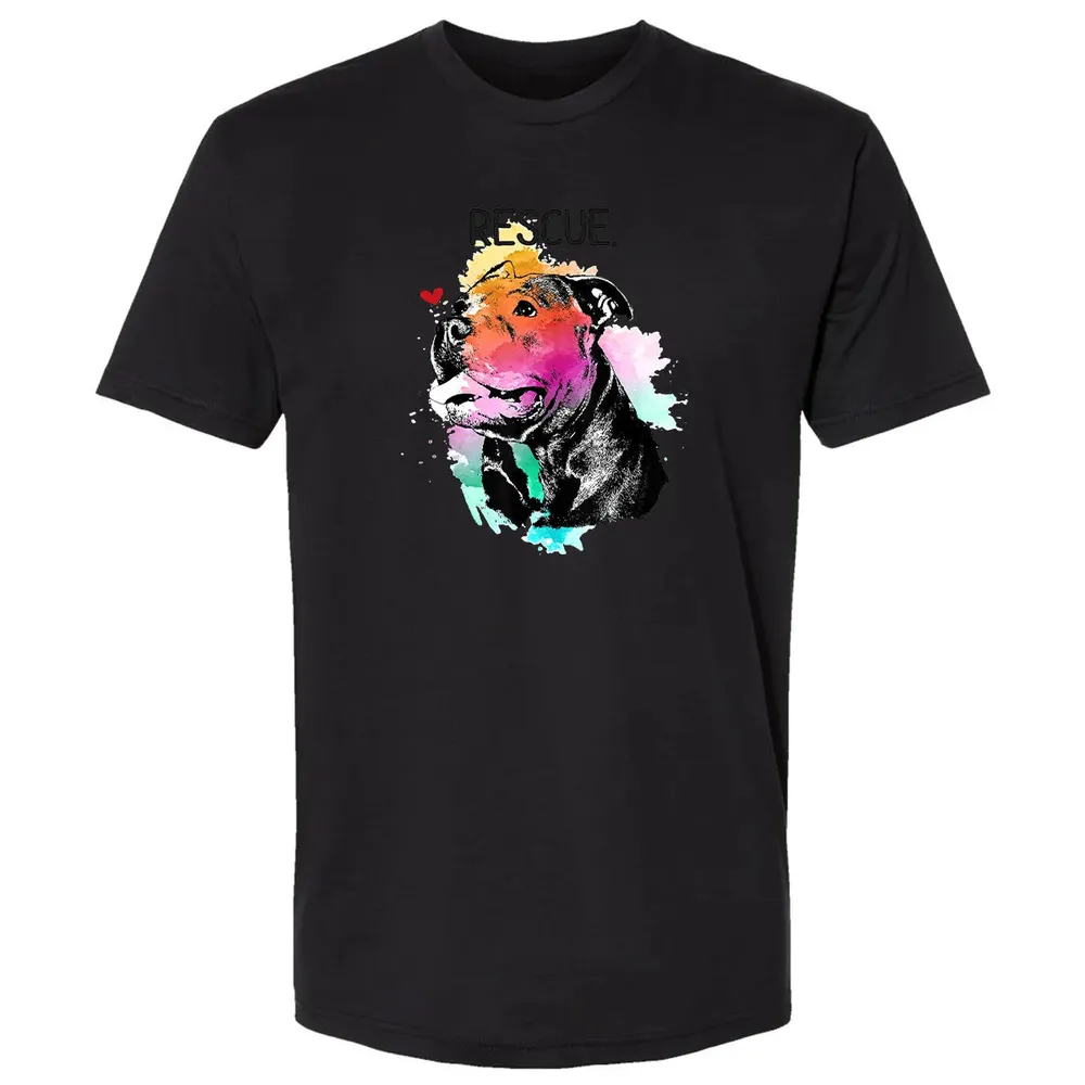 Pitbull Rescue Dog Adopt Don't Shop Watercolor Mom Gift Premium Unisex T-shirt - 15