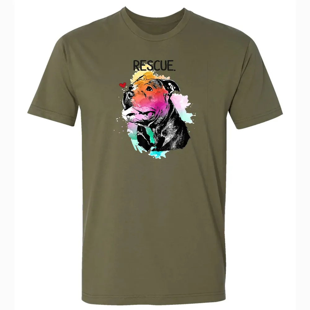 Pitbull Rescue Dog Adopt Don't Shop Watercolor Mom Gift Premium Unisex T-shirt - 5