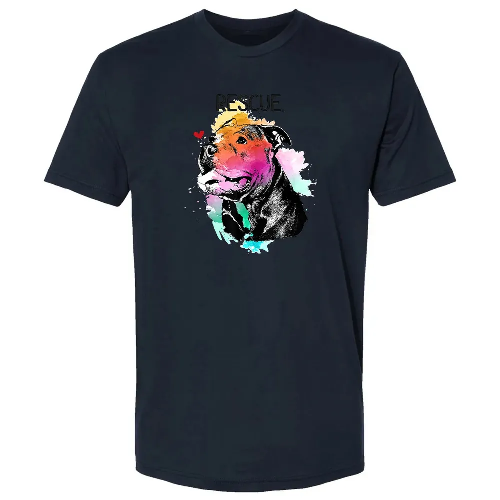 Pitbull Rescue Dog Adopt Don't Shop Watercolor Mom Gift Premium Unisex T-shirt - 13