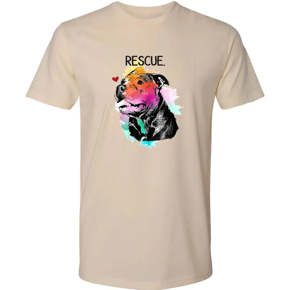 Pitbull Rescue Dog Adopt Don't Shop Watercolor Mom Gift Premium Unisex T-shirt - 2