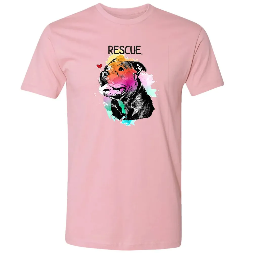 Pitbull Rescue Dog Adopt Don't Shop Watercolor Mom Gift Premium Unisex T-shirt - 3