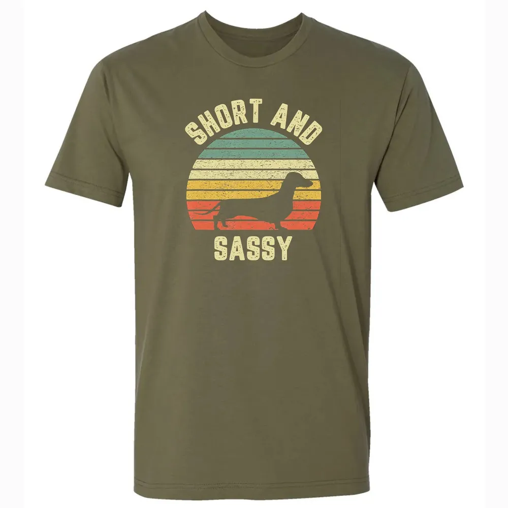 Vintage Dachshund  Funny Weiner Dog Short Sassy T Premium Unisex T-shirt - 5