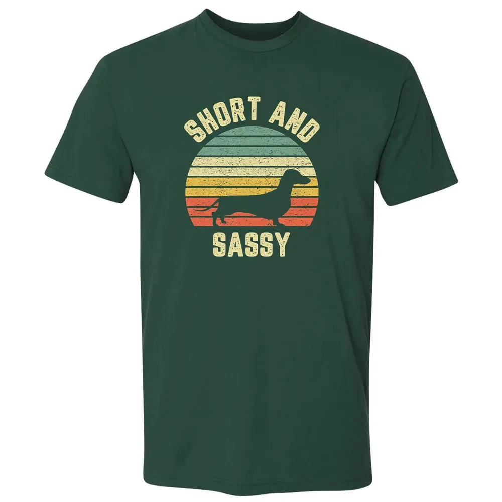 Vintage Dachshund  Funny Weiner Dog Short Sassy T Premium Unisex T-shirt - 12