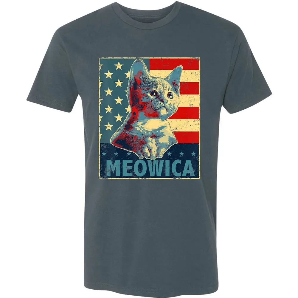 Meowica Cat 4th of July Patriotic American Flag Gift Women Premium Unisex T-shirt - 14